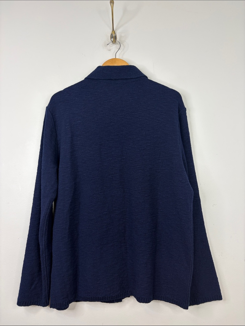 Maurizio Baldassari Sweater Mens 52 US Large Navy Blue Cotton Knit Cardigan Polo - Picture 2 of 14